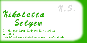 nikoletta selyem business card